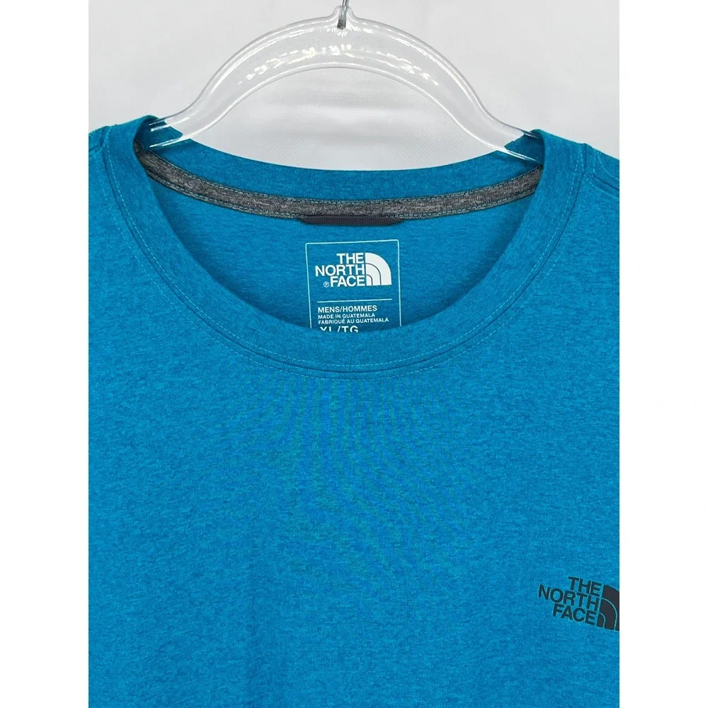 THE NORTH FACE Long Sleeve Shirt Mens XL Blue Heathered Crewneck Logo Activewear